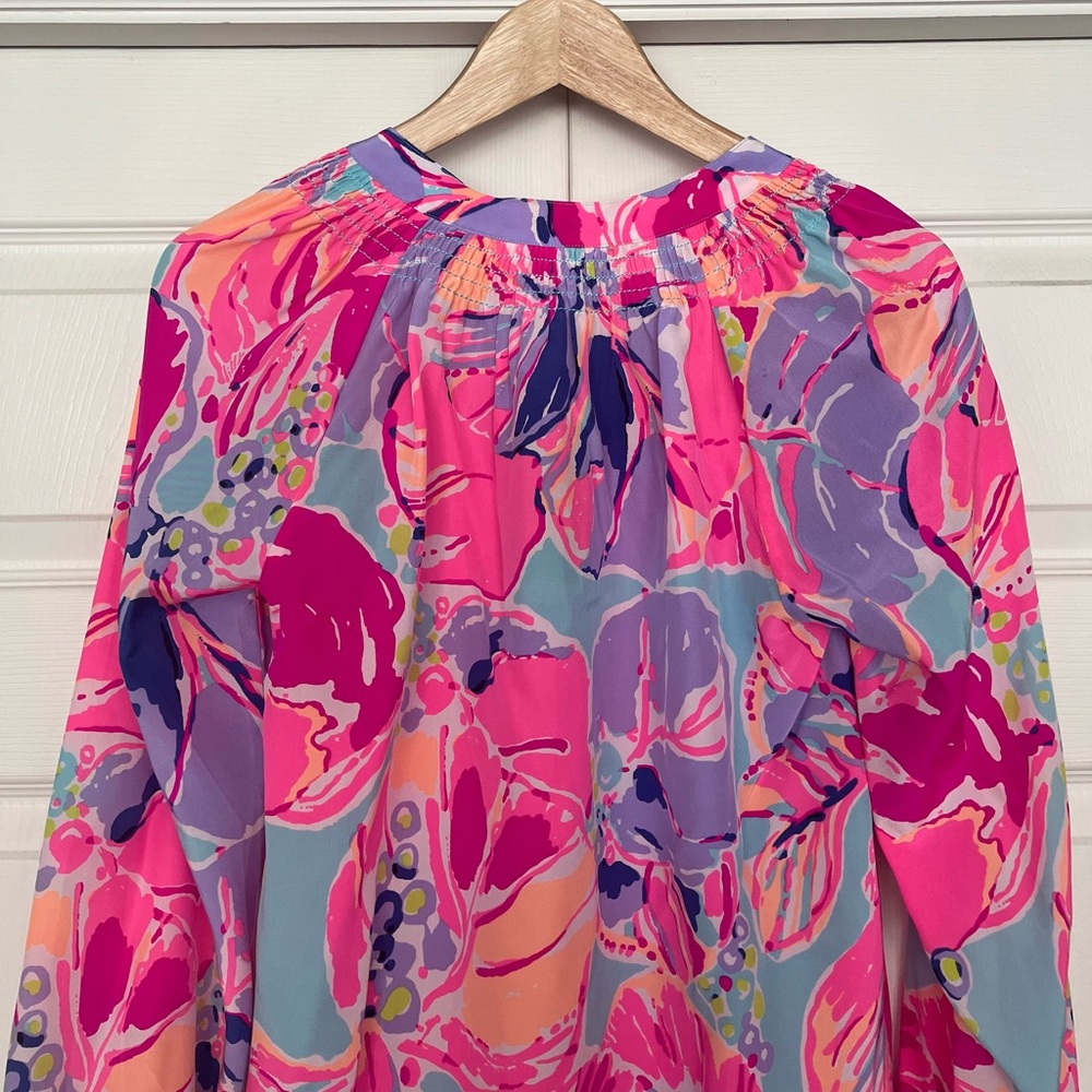 {Lilly Pulitzer} Elsa Silk Long Sleeve Blouse in Multi Jam Out - Size XS - NWT - Picture 6 of 11